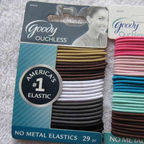 29 Goody Ouchless Java Bean Thin Skinny No Metal Elastic Hair Bands Ponytailers - Picture 3 of 6